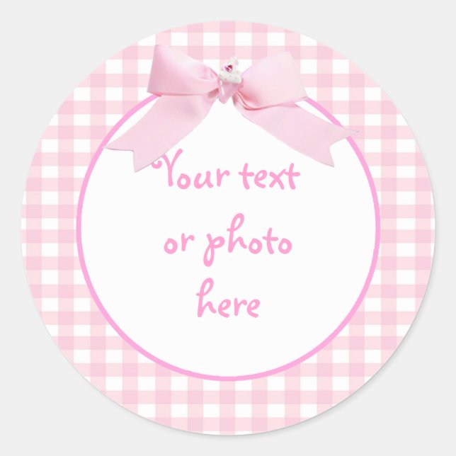 Pink Gingham Sticker (Front)