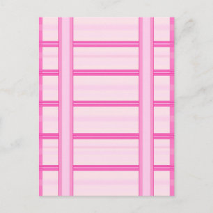 Pink Gingham Stripe Check Pattern Postcard