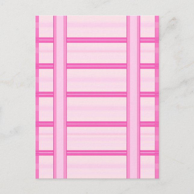 Pink Gingham Stripe Check Pattern Postcard (Front)