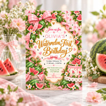 Pink Gingham Summer 1st Birthday Girl Party