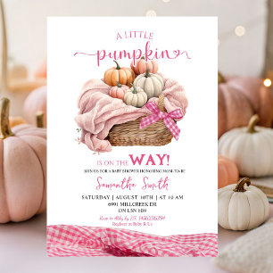 Pink Gingham Sweet Pumpkin Baby Shower Invitation