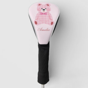 Pink Gingham Teddy Golf Head Cover