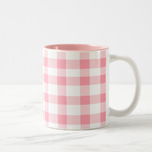 Pink Gingham Two-Tone Coffee Mug