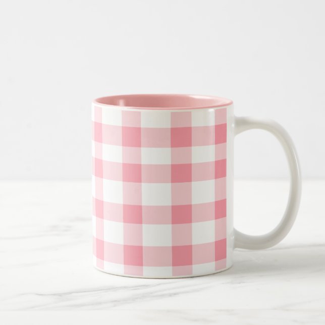 Pink Gingham Two-Tone Coffee Mug (Right)