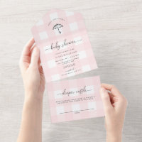 Pink Gingham Umbrella Baby Shower