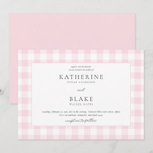Pink Gingham Wedding Invitation