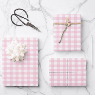 Pink Gingham Wrapping Paper Sheet