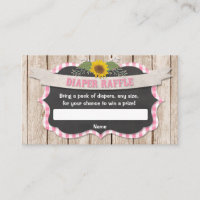 Pink gingham yellow sunflowers baby diaper raffle