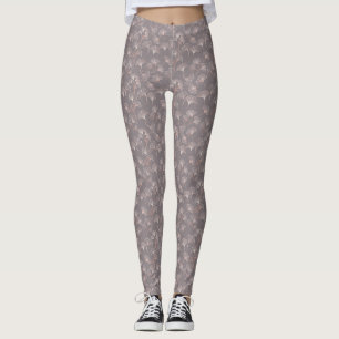 Pink Ginkgo Leaf Botanical Pattern Leggings