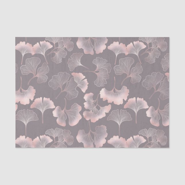 Pink Ginkgo Leaf Botanical Pattern Tissue Paper (Front)