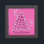 Pink giraffe Christmas Tree Gift Box<br><div class="desc">Lovely,  bright,  modern pattern with animal print christmas tree in giraffe and stars. Cute,  girly,  and trendy Christmas gift. Personalise it with your own text/ message/ name.</div>