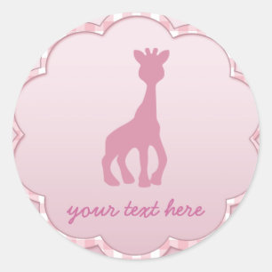 pink giraffe classic round sticker
