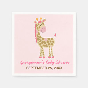 Pink Giraffe Customised Baby Shower Napkin