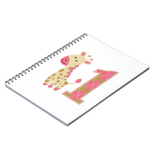 Pink Giraffe First Birthday Notebook