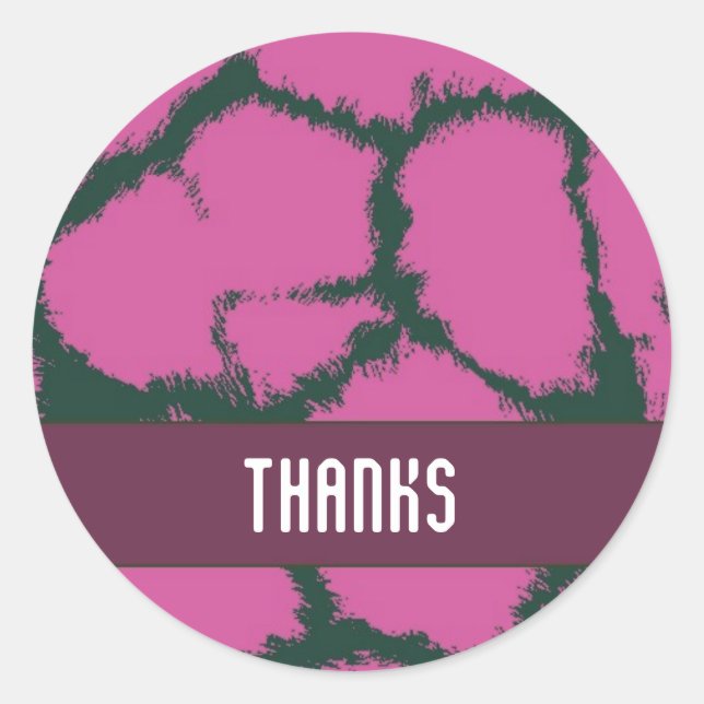 Pink Giraffe Fur Pattern Thank You Classic Round Sticker (Front)