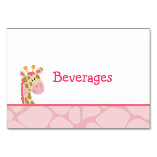 Pink Giraffe Girl Safari Table Card