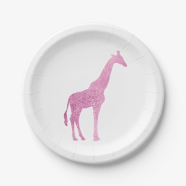 Pink Giraffe Paper Plate (Front)