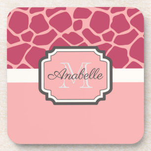 Pink Giraffe Pattern Coaster