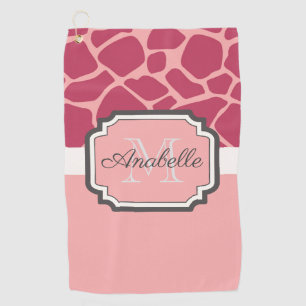 Pink Giraffe Pattern Golf Towel