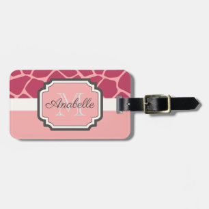 Pink Giraffe Pattern Luggage Tag