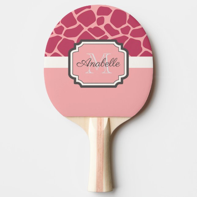 Pink Giraffe Pattern Ping Pong Paddle (Front)