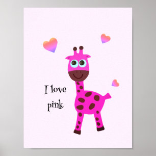 Pink giraffe poster