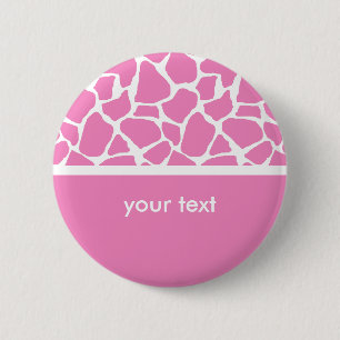 Pink Giraffe Print Customisable Button