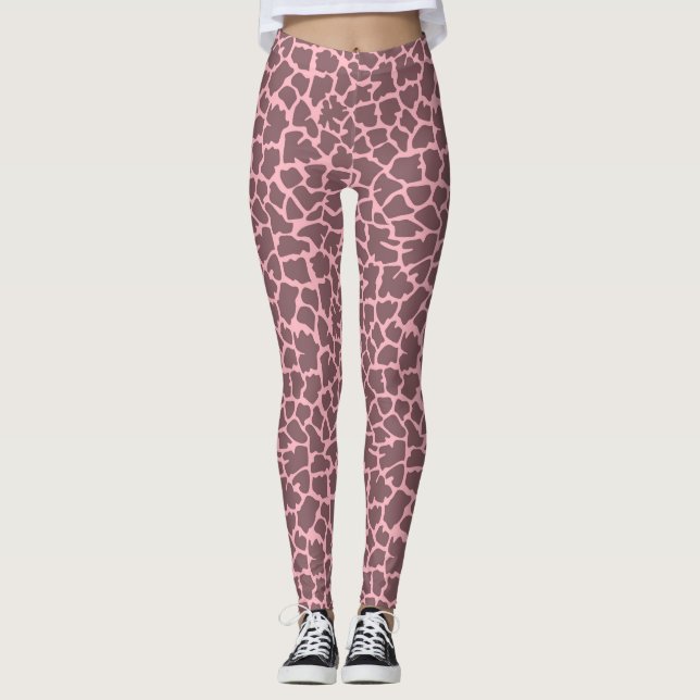 Pink Giraffe Print Leggings (Front)