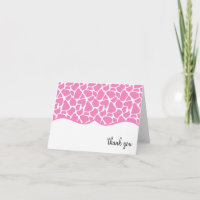 Pink Giraffe Print Thank You Notes