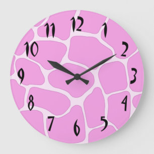 Pink Giraffe Print Wall Clock