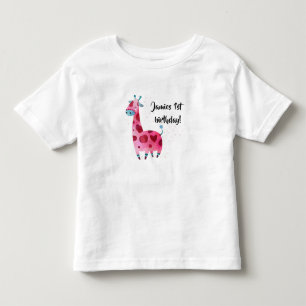 Pink giraffe themed birthday party outfit design toddler T-Shirt