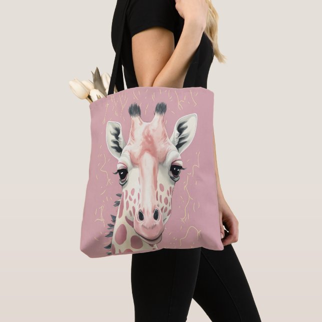 Pink Giraffe  Tote Bag (Close Up)