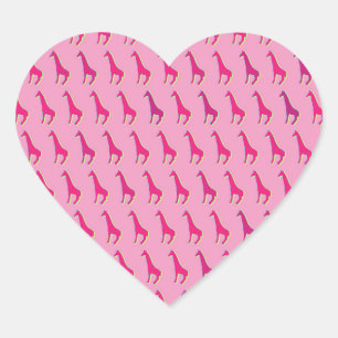 Pink Giraffes Heart Sticker