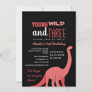 Pink Girl 3rd Birthday Invitation