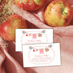 Pink Girl Apple Clothesline Books For Baby Shower Enclosure Card