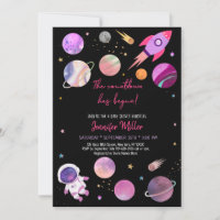 Pink Girl Astronaut Space Countdown Baby Shower