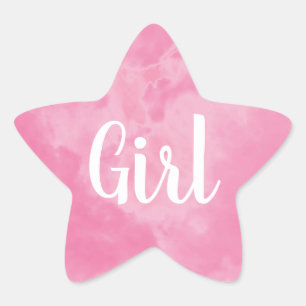 Pink Girl Baby Gender Reveal Smoke Bomb Party Star Sticker