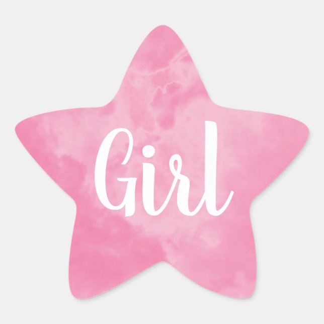 Pink Girl Baby Gender Reveal Smoke Bomb Party Star Sticker (Front)
