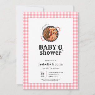 Pink Girl Baby Q Couple Baby Shower Invitation