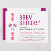 Pink Girl Baby Rattles Baby Shower Invitation (Front/Back)