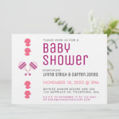 Pink Girl Baby Rattles Baby Shower Invitation (Standing Front)