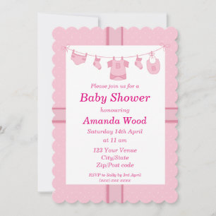 Pink Girl Baby Shower Invitation