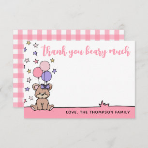 Pink Girl Baby Shower Thank You Beary Much