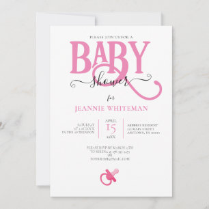 PINK GIRL BABY SHOWER WITH PACIFIER INVITATION