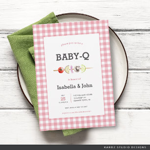 Pink Girl BabyQ Couple Baby Shower Invitation