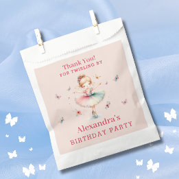 Pink Girl Ballerina Butterflies Birthday Thank You Favour Bag