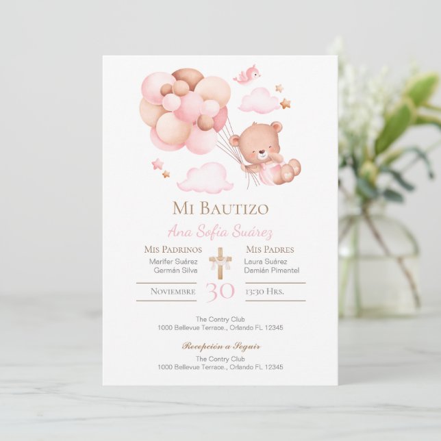 Pink Girl Baptism Invitation (Standing Front)