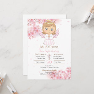 Pink Girl Baptism Invitation