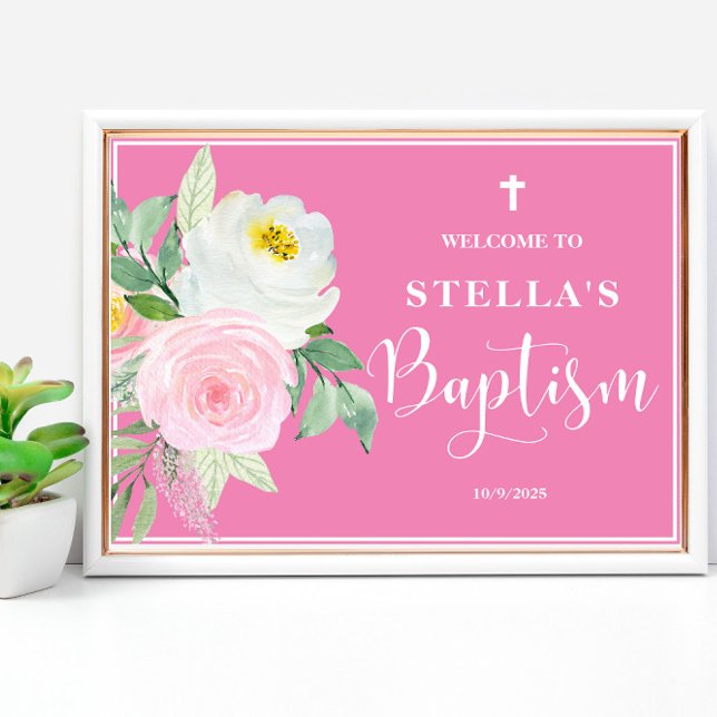 Pink Girl Baptism Welcome  Poster (Creator Uploaded)
