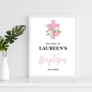 Pink Girl Baptism Welcome  Poster